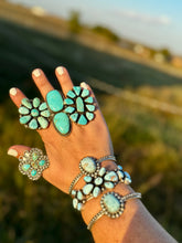 Load image into Gallery viewer, 2 Stone - adjustable kingman turquoise ring and sterling silver