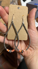 Load image into Gallery viewer, 3 mm teardrop earrings Sterling Silver Pearls with orange spiny