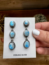 Load image into Gallery viewer, 3 Tiers Dangle Golden Hills Turquoise Stud Earrings