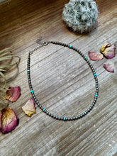Load image into Gallery viewer, 4 mm silver plated and composite turquoise