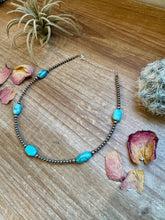 Load image into Gallery viewer, 5 turquoise choker and Sterling Silver Pearls