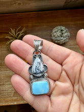Load image into Gallery viewer, 2 stone Pendant - Golden Hill turquoise, White Buffalo &amp; Sterling Silver - option 3