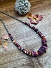 Load image into Gallery viewer, 22 Inch graduated deep purple spiny and sterling silver pearls