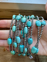 Load image into Gallery viewer, 5 turquoise choker and Sterling Silver Pearls