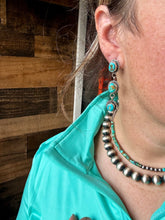 Load image into Gallery viewer, 3 Tiers Dangle Kingman Turquoise Stud Earrings