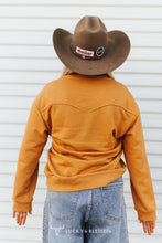 Load image into Gallery viewer, Camel Embroidered Denim Front Pocket Sweatshirt