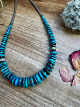 Load image into Gallery viewer, 22 inch dark blue graduated turquoise necklace with Sterling silver pearls