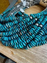 Load image into Gallery viewer, 22 inch dark blue graduated turquoise necklace with Sterling silver pearls