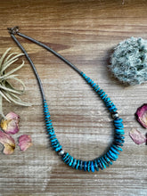 Load image into Gallery viewer, 22 inch dark blue graduated turquoise necklace with Sterling silver pearls