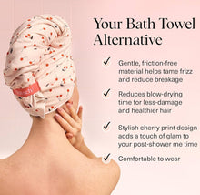 Load image into Gallery viewer, Xl Hair Towel Wrap - Cherry Print