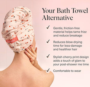 Xl Hair Towel Wrap - Cherry Print
