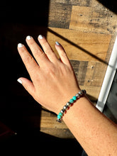 Load image into Gallery viewer, 8 mm Sterling Silver Pearls bracelet with turquoise bead