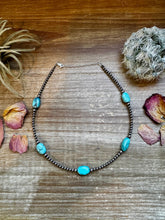 Load image into Gallery viewer, 5 turquoise choker and Sterling Silver Pearls