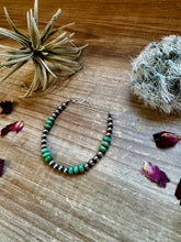 Load image into Gallery viewer, 5 mm Sterling Silver Pearls bracelet with real turquoise rondelle