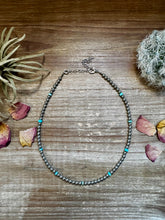 Load image into Gallery viewer, 4 mm silver plated and composite turquoise