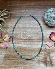 Load image into Gallery viewer, 17 inch long Sterling Silver Pearls and turquoise