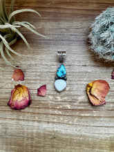 Load image into Gallery viewer, 2 stone Pendant - Golden Hill turquoise, White Buffalo &amp; Sterling Silver