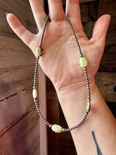 Load image into Gallery viewer, 5 Magnesite Lemon Turquoise Choker And Sterling Silver Pearls