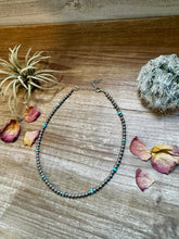 Load image into Gallery viewer, 4 mm silver plated and composite turquoise