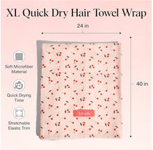Load image into Gallery viewer, Xl Hair Towel Wrap - Cherry Print