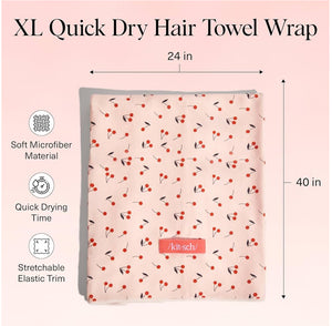 Xl Hair Towel Wrap - Cherry Print