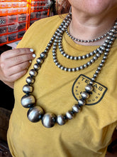 Load image into Gallery viewer, 36 inch Massive sterling silver pearls graduated