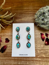 Load image into Gallery viewer, 3 Tiers Dangle Kingman Turquoise Stud Earrings