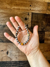 Load image into Gallery viewer, 8 mm Sterling Silver Pearls bracelet with bumblebee jasper beads