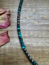 Load image into Gallery viewer, 17 inch long Sterling Silver Pearls and turquoise - Darker blue