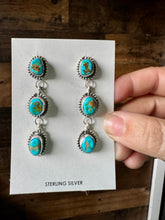 Load image into Gallery viewer, 3 Tiers Dangle Kingman Turquoise Stud Earrings