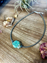Load image into Gallery viewer, 3 mm Sterling Silver Pearls with flat natural turquoise - western jewelry