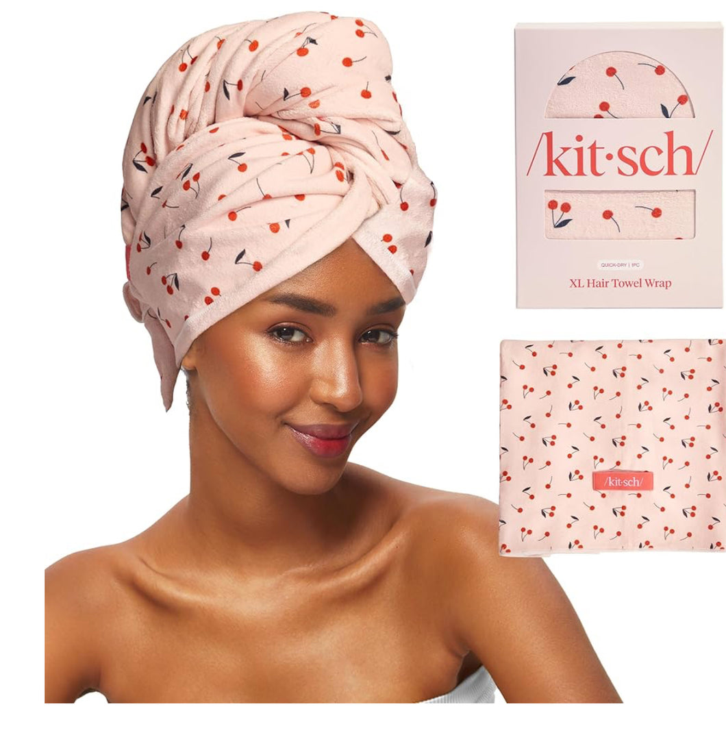 Xl Hair Towel Wrap - Cherry Print