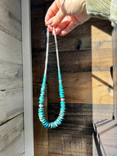 Load image into Gallery viewer, 22 inch dark blue graduated turquoise necklace with Sterling silver pearls