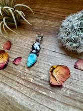 Load image into Gallery viewer, 2 stone Pendant - Golden Hill turquoise, White Buffalo &amp; Sterling Silver - option 2