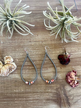 Load image into Gallery viewer, 3 mm teardrop earrings Sterling Silver Pearls with orange spiny