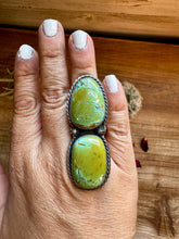 Load image into Gallery viewer, 2 Stone - adjustable kingman turquoise ring and sterling silver