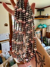 Load image into Gallery viewer, 20 inch 8 mm Sterling Silver Pearls necklace and pink conch