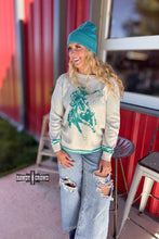 Load image into Gallery viewer, TEAL Wild &amp; Western Sweater