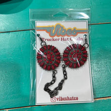 Load image into Gallery viewer, Large Black Aluminum &amp; Red Concho Trucker Chain