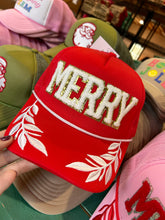 Load image into Gallery viewer, Red Chenille Merry Trucker