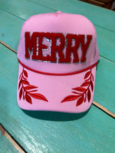 Load image into Gallery viewer, Red Chenille Merry Trucker
