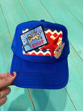 Load image into Gallery viewer, Retro Amor Red, White, &amp; Blue Trucker