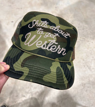Load image into Gallery viewer, Shits About To Get Western Trucker Hat