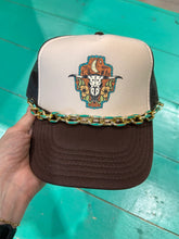 Load image into Gallery viewer, Turquoise Skull Trucker