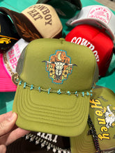 Load image into Gallery viewer, Turquoise Skull Trucker