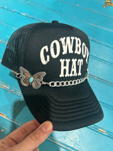 Load image into Gallery viewer, Turquoise Embossed Butterfly Trucker Hat Chain