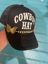 Load image into Gallery viewer, Turquoise Embossed Butterfly Trucker Hat Chain