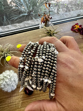 Load image into Gallery viewer, 4 mm bracelet Sterling Silver Pearls with white Buffalo
