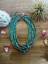 Load image into Gallery viewer, 6 mm Sterling Silver Pearls choker real turquoise