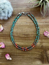 Load image into Gallery viewer, 5 mm Sterling Silver Pearls chokers turquoise and spiny